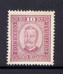 1892 - Afinsa nº 2. D. Carlos I. Selo de 10 reis novo com SEM GOMA. Denteado 13 1/2, papel porcelana. Em boas condições.