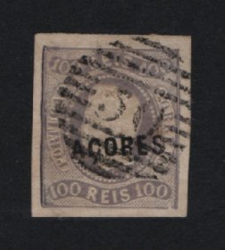 1868 - Afinsa nº 6. D. Luis I. Fita curva não denteado. Selo de 100 reis usado. Boas margens. Em boas condições. EXEMPLAR DE LUXO.