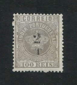 1881- Afinsa nº 100. Coroa com sobretaxa. Selo de 2T/100r novo sem goma como emitido. Em boas condições.