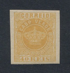 1881 - Afinsa nº 13. Tipo Coroa. PROVA NÃO DENTEADA. Selo de 40 reis. Com goma original. Em boas condições.
