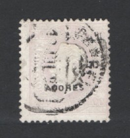 1882 - Afinsa nº 42b. D. Luis I. Fita direita. Selo de 100 reis usado. Papel porcelana, denteado 12 1/2. Em boas condições.
