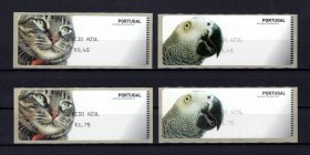 2005 - #34-CA - Animais domésticos. CROUZET. CORREIO AZUL - Série de Etiquetas Afinsa n.º 34. 2 taxas x 2 imagens. Nova. Autoadesiva. Em boas condições.