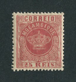 1876 - Afinsa nº 4a. Tipo Coroa. Selo de 25 reis novo SEM CHARNEIRA (**) e com goma original. ROSA. Denteado 12 1/2. Em boas condições.