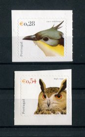 2002 - Afinsa nº 2850b + 2852b. Aves de Portugal. Série AUTOADESIVA nova. SELOS DA CADERNETA. Em boas condições.