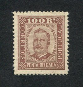 1892 - Afinsa nº 9. D. Carlos I. Selo de 100 reis novo, SEM GOMA. Denteado 12 1/2. Em boas condições.