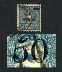 1905 - Afinsa nº 87a. D. Carlos I com sobretaxa. Selo de 50r/65r USADO. SOBRECARGA TIPO I (''5'' fendido). Em boas condições.