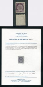 1873 - Afinsa nº 19. Nativos. Tipo IA. Selo de 600 reis novo sem goma. Com CERTIFICADO DE PERITAGEM. Em boas condições.