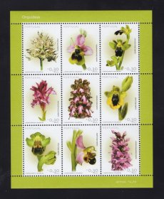 2003 - Folha Miniatura nº 20 - Orquídeas. Nova sem charneira. Em boas condições.