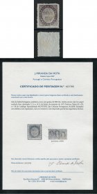 1873 - Afinsa nº 20. Nativos. Tipo IA. Selo de 900 reis novo sem goma. Com CERTIFICADO DE PERITAGEM (CERTIFICATE). Em boas condições.