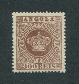 1870 - Afinsa nº 9b. Coroa. Selo de 300 reis novo, SEM GOMA. CASTANHO VERMELHO. Denteado 13 1/2. Em boas condições.