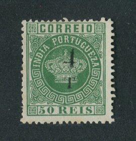 1881- Afinsa nº 104. Coroa com sobretaxa. Selo de 4t/50r novo sem goma como emitido. Denteado 12 1/2. Em boas condições.