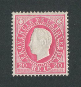 1886 - Afinsa nº 17b. D. Luis I. Selo de 20 reis novo, COM CHARNEIRA (*) e goma original. Denteado 13 1/2. Em boas condições.