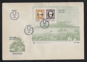 1980 - FDC Bloco nº 29. Evocação da Primeira Emissão - Açores. Carimbo do Porto. Em boas condições.