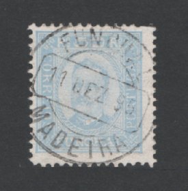 1892 - Afinsa nº 6a. D. Carlos I. Selo de 50 reis USADO. Papel porcelana, denteado 11 1/2. Em boas condições.