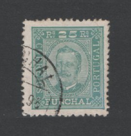 1892 - Afinsa nº 5. D. Carlos I. Selo de 25 reis USADO. Denteado 12 1/2. Em boas condições.