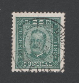 1892 - Afinsa nº 5a. D. Carlos I. Selo de 25 reis USADO. Denteado 11 1/2. Em boas condições.