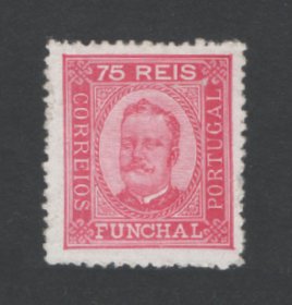 1892 - Afinsa nº 7. D. Carlos I. Selo de 75 reis novo, SEM GOMA. Denteado 12 1/2. Pequena transparência.