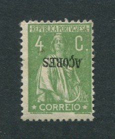 1918 - Afinsa nº 169a. Ceres. Selo de 4c novo, SEM GOMA. Papel liso, denteado 12x11 1/2. SOBRECARGA INVERTIDA. NÃO CATALOGADO. Em boas condições.