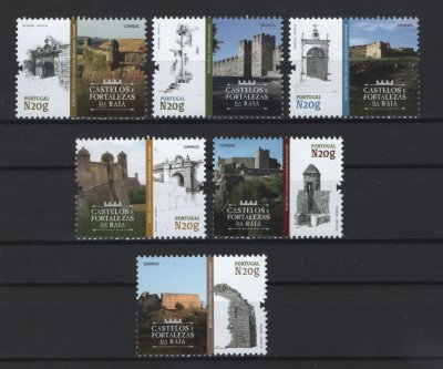 2023 - Afinsa nº 5512/5517. Castelos e Fortalezas da Raia. Série nova sem charneira. Goma Original. Em boas condições.