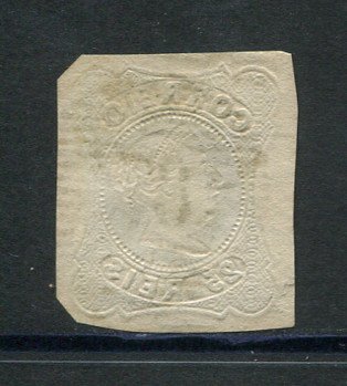 1853 - Afinsa nº 2. D. Maria II. Selo de 25 reis, usado. Margens pequenas e pequena transparência. Com carimbo nº 87 - Figueira da Foz. EXEMPLAR DE 2ª ESCOLHA.