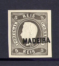 1868 -  Reimpressão de 1885. D. Luis I, fita curva não denteado, 5 reis.  Em boas condições.