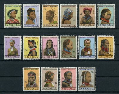 1961 - Afinsa nº 412/427. Tipos femininos de Angola. Série completa nova, COM CHARNEIRA (*) e goma original. Em boas condições.