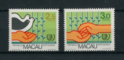 1985 - Afinsa nº 507/508. Ano Internacional da Juventude. Série completa nova SEM CHARNEIRA (**) e com goma original. Em boas condições.