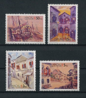 1996 - Afinsa nº 825/828. Macau visto por Herculano Estorninho. Série completa nova SEM CHARNEIRA (**) e com goma original. Em boas condições.