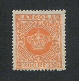 1870 - Afinsa nº 8d. Coroa. Selo de 200 reis novo sem goma. LARANJA CLARO. Denteado 13 1/2. Em boas condições.