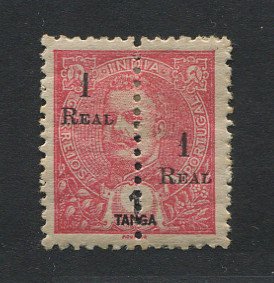 1911 - Afinsa nº 231. D. Carlos I com sobretaxa e perfurado a meio. Selo de 1r/1T novo COM CHARNEIRA (*) e goma original. Em boas condições.