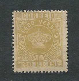 1877 - Afinsa nº 3b. Tipo Coroa. Selo de 20 reis novo, sem goma como usual. Denteado 13 1/2. Em boas condições.