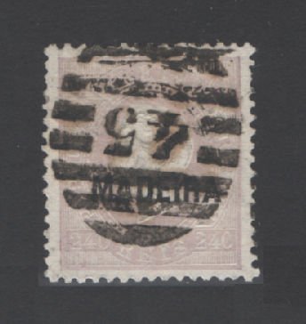 1871 - Afinsa nº 24a. D. Luis I. Fita direita. Selo de 240 reis USADO. PAPEL COSTELADO (frente). Sob B, 12 1/2. Em boas condições. Com CERTIFICADO DE PERITAGEM (CERTIFICATE).
