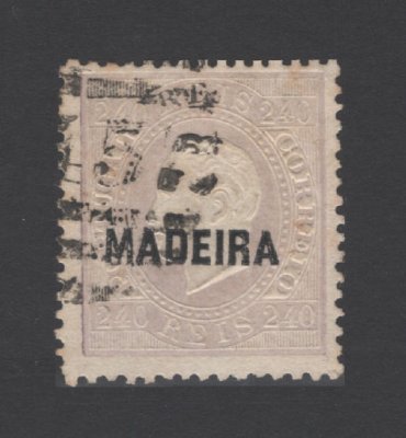 1871 - Afinsa nº 24. D. Luis I. Fita direita. Selo de 240 reis USADO. Papel Liso, denteado 12 1/2. Em boas condições. Com CERTIFICADO DE PERITAGEM (CERTIFICATE).