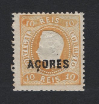 1868 - Afinsa nº 8. D. Luis I. Fita curva. Selo de 10 reis NOVO COM CHARNEIRA (*) e goma original. Em boas condições.