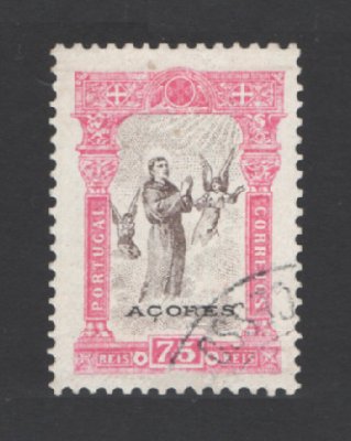 1895 - Afinsa nº 80. 7º Centenário do Nascimento de Santo António. Selo de 75 reis USADO. Pequena transparência.