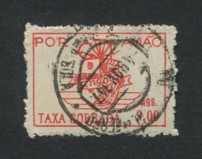 1947 - Correio Aéreo. Afinsa nº 16. Escudo de Angola. Selo de 9.00Ags USADO. Em boas condições.