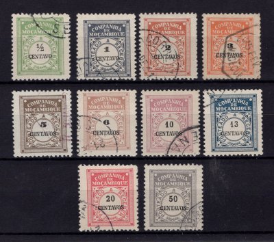 1916 - Porteado. Afinsa nº 21/30. Emissão regular. Série completa USADA. Em boas condições.