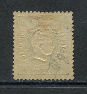1867/70 - Afinsa nº 31. D. Luís I, fita curva denteado. Selo de 50 reis NOVO, COM CHARNEIRA (*) e com goma original. Com CERTIFICADO DE PERITAGEM. Em boas condições.
