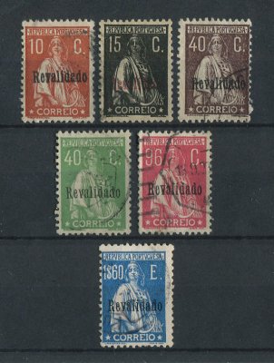 1929 - Afinsa nº 488/493. Ceres, com sobrecarga REVALIDADO. Série completa USADA. Em boas condições.