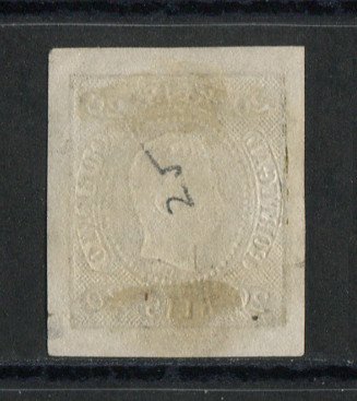 1866/7 - Afinsa nº 21. D. Luís I, fita curva.Selo de 20 reis usado. Boas margens mas apresenta uma pequena transparência e vinco. EXEMPLAR DE 2ª ESCOLHA.