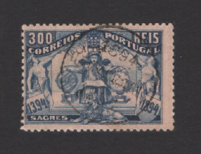 1894 - Afinsa nº 70. Infante D. Henrique. Selo de 300 reis USADO. Pequena transparência.