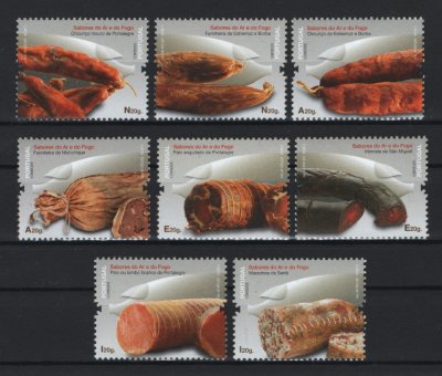 2013 - Afinsa nº 4297/4304. Sabores do Ar e do Fogo (2º grupo). Série completa nova sem charneira. Goma original. Em boas condições.