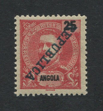 1911 - Afinsa nº 93. D. Carlos I com sobrecarga REPUBLICA. Selo de 25 reis novo SEM CHARNEIRA (**) e com goma original. SOBRECARGA INVERTIDA. Em boas condições.