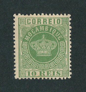 1881 - Afinsa nº 10a. Tipo Coroa, novas cores. Selo de 10 reis novo, SEM GOMA. Denteado 12 1/2. Em boas condições.