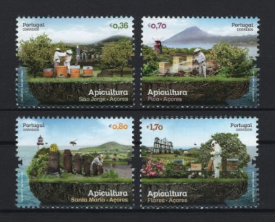 2013 - Afinsa nº 4386/4389. Apicultura - Açores. Série completa nova sem charneira. Goma original. Em boas condições.