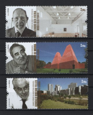 2014 - Afinsa nº 4422/4424. Grandes Prémios da Arquitectura Portuguesa. Série completa nova sem charneira. Goma original. Em boas condições.