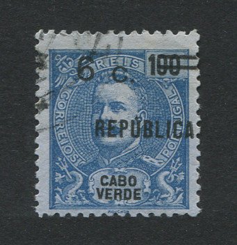 1921 - Afinsa nº 167. D. Carlos I com sobretaxa. Selo de 6c/100r usado. Em boas condições.