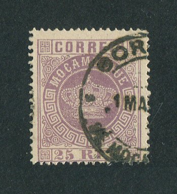 1881 - Afinsa nº 12. Tipo Coroa, novas cores. Selo de 25 reis USADO. Em boas condições.