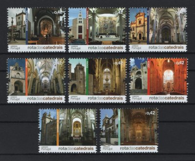 2014 - Afinsa nº 4486/4493. Rota das Catedrais (3º grupo). Série completa nova sem charneira. Goma original. Em boas condições.