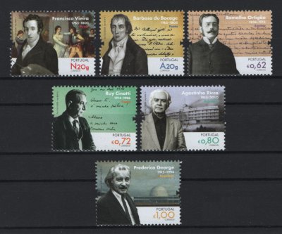 2015 - Afinsa nº 4539/4544. Vultos Da História e da Cultura (10º grupo). Série nova sem charneira. Goma original. Em boas condições.